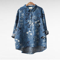Olivia | Oversized Leinen-Bluse – Print 5