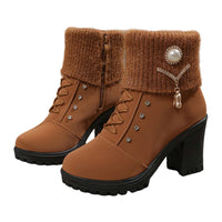Crissa™ – Damenstiefel mit Dicken Absätzen – Braun