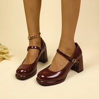 Heidi-Mode | Stilvolle Wasserdichte Mary Jane Pumps – Bordeauxrot