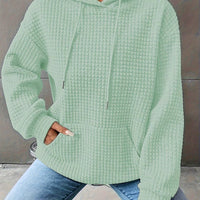 Léana™ | Texturiertes Kapuzen-Sweatshirt mit langen Ärmeln – Hellgrün