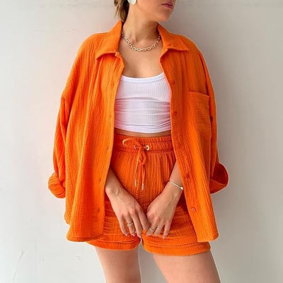 AGATHE - WEITES SHIRT UND SHORTS SET