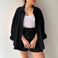 AGATHE - WEITES SHIRT UND SHORTS SET – Schwarz