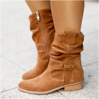 Celine | Gepolstert Runde Spitze Kniehohe Stiefel – Gelb Braun