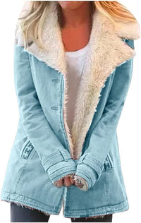 Zayna – Bequemer Mantel Mit Langen Ärmeln – Blau