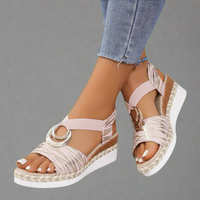 Dahlia | Handgefertigte Wedge-Sandalen aus Premium-Material – Rosa