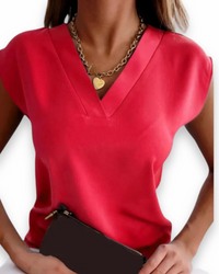 Damen Ärmellose Top | V-Ausschnitt Elegant – Rot