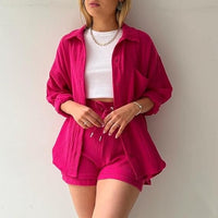 AGATHE - WEITES SHIRT UND SHORTS SET – Rosa