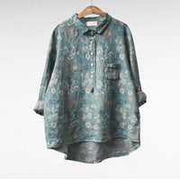 Olivia | Oversized Leinen-Bluse – Print 6