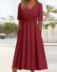 Celeste - Modisches Crossover-Kleid – Rot