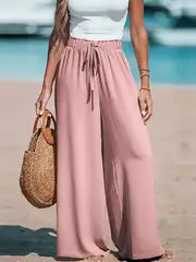 Adelina | Bequeme und atmungsaktive Hose mit hoher Taille und weitem Bein – Rosa