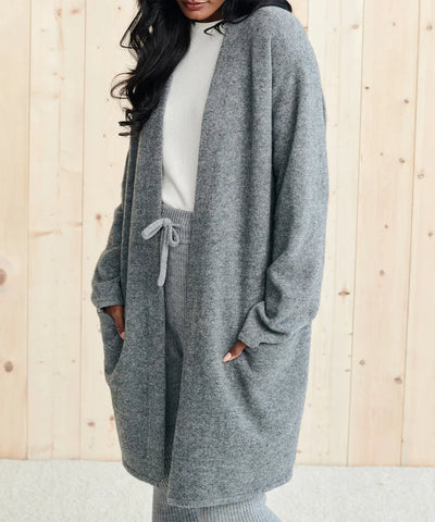 Arabela | Langer, Unifarbener Cardigan mit Praktischen Taschen