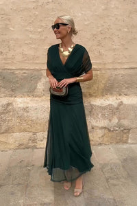 Clara | Elegantes Maxikleid für besondere Anlässe Damen – Flaschengrün