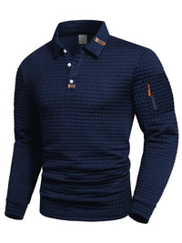 Ephraim – Strukturiertes Poloshirt Mit Ärmeltasche – Marine