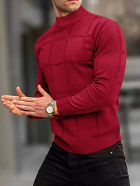 Nunzio - Komfortabel Gestrickt Rollkragen Pullover – Rot