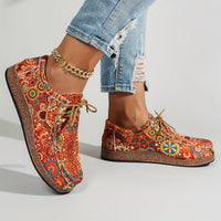 Damen Vintage Blumen Schnürschuhe – Rot