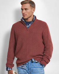 Edler Herrenpullover mit Halbzipp – Rot