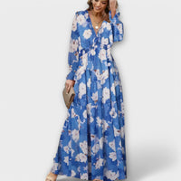 Eline | Elegantes Kleid Mit Blumenmuster – Blau