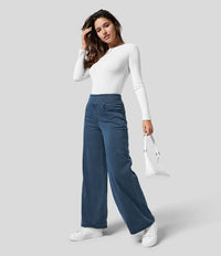 Evie | Bequeme Hose mit hohem elastischen Bund – Dunkelblau