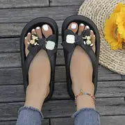 Julia -  Women'S Sommer Casual Flip Flops – Schwarz