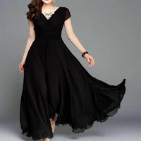 Karmilda | Elegantes Chiffon-Abendkleid für Damen – Schwarz
