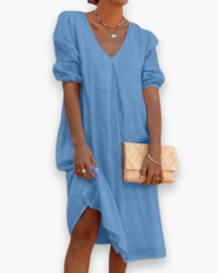 Damen Elegantes Lässiges Midikleid | Sommerkleider – Blau