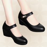 Jacoba - Damen Weiche Lederschuhe mit Absatz und Rutschfester Sohle – Schwarz