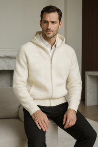 Sorrano | Cashmere Zip Hoodie – Weiß