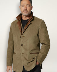 Jacke für Herren mit Reißverschluss-Stehkragen im Blazer-Stil – Beige