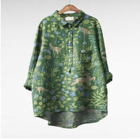 Olivia | Oversized Leinen-Bluse – Print 7