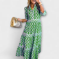 Loradia – Midikleid mit Kettenprint – Grün