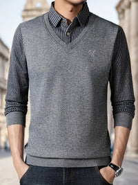 Leroy – Lässiger Langarm Strickpullover – Grau