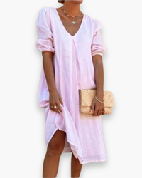 Damen Elegantes Lässiges Midikleid | Sommerkleider – Rosa
