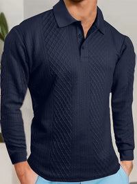Benoit – Lior Strukturiertes T-Hemd Mit Jacquard Kragen – Marine