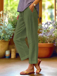 Damen Leinen Sommerhose – Grün