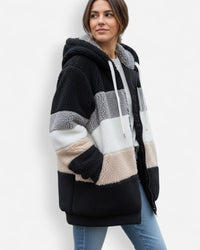Leichte Fleece Jacke für Damen mit Kapuze – Schwarz