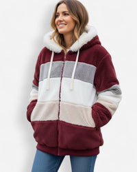 Leichte Fleece Jacke für Damen mit Kapuze – Rot