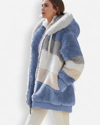 Leichte Fleece Jacke für Damen mit Kapuze – Blau