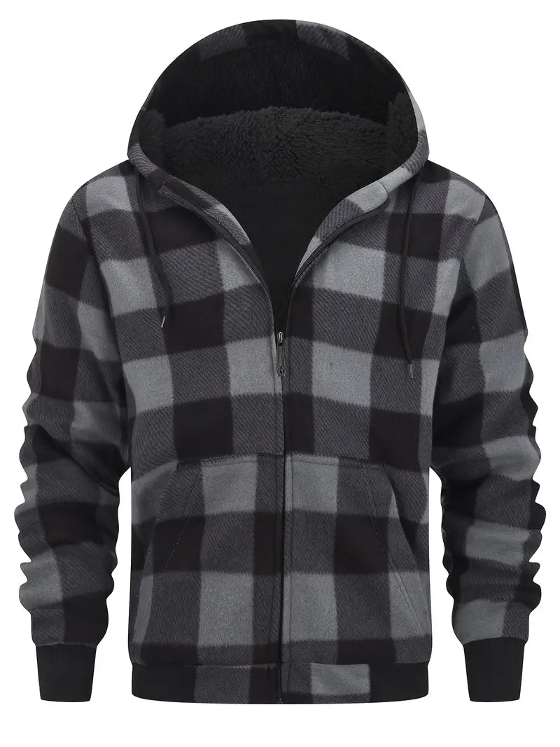 Keyor | Dicke Retro-Jacke mit Kapuze und Sherpa-Futter
