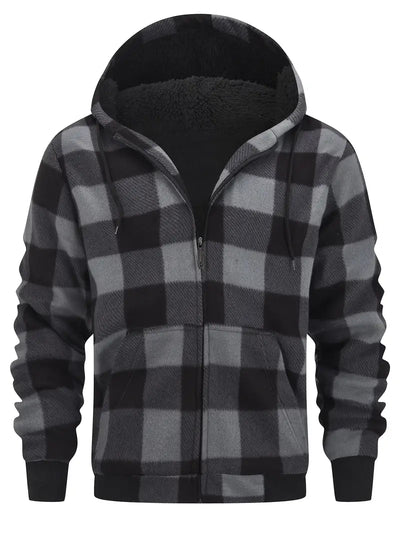 Keyor | Dicke Retro-Jacke mit Kapuze und Sherpa-Futter