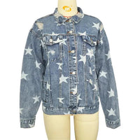Heidi-Mode | Lässig Damen Jeansjacke mit fünfzackigem Stern – Blau