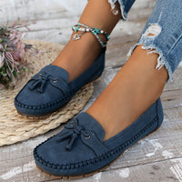 Heidi-Mode | Klassische Wildleder-Loafer mit Quastendetail für Damen – Blau