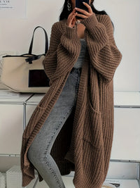 Lena | Zeitloser Longline Strickcardigan Damen – Braun