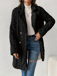 Elisa - Gemütlicher Teddy-Mantel – Schwarz