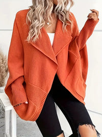 Wilanase | Langärmliger, modischer Fledermausärmel-Cardigan – Orange-Rot