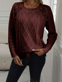 SOLIDER KABELSTRICKPULLOVER FÜR DAMEN | ELEGANTER WARMER STIL – Braun