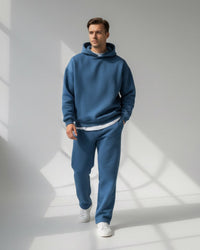 Oversized Loungewear Set für Herren mit Kapuzen Sweatshirt und Jogginghose – Hellblau