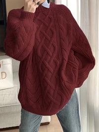 Elayra - Locker Sitzender Strick Pullover – Bordeaux