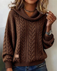 Elisa | Gedrehter Damen Strickpullover in Uni – Braun
