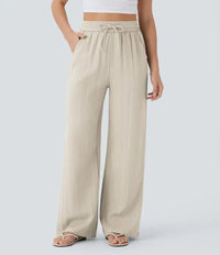 Lizaa | Legere & Luftige Leinenhose mit Eleganten Beinen – Beige