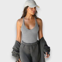 Talia – Ripp-Top mit Racerback – Grau